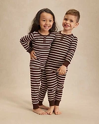 Kids Striped Snug Fit Thermal Henley Pajamas - Gymmies