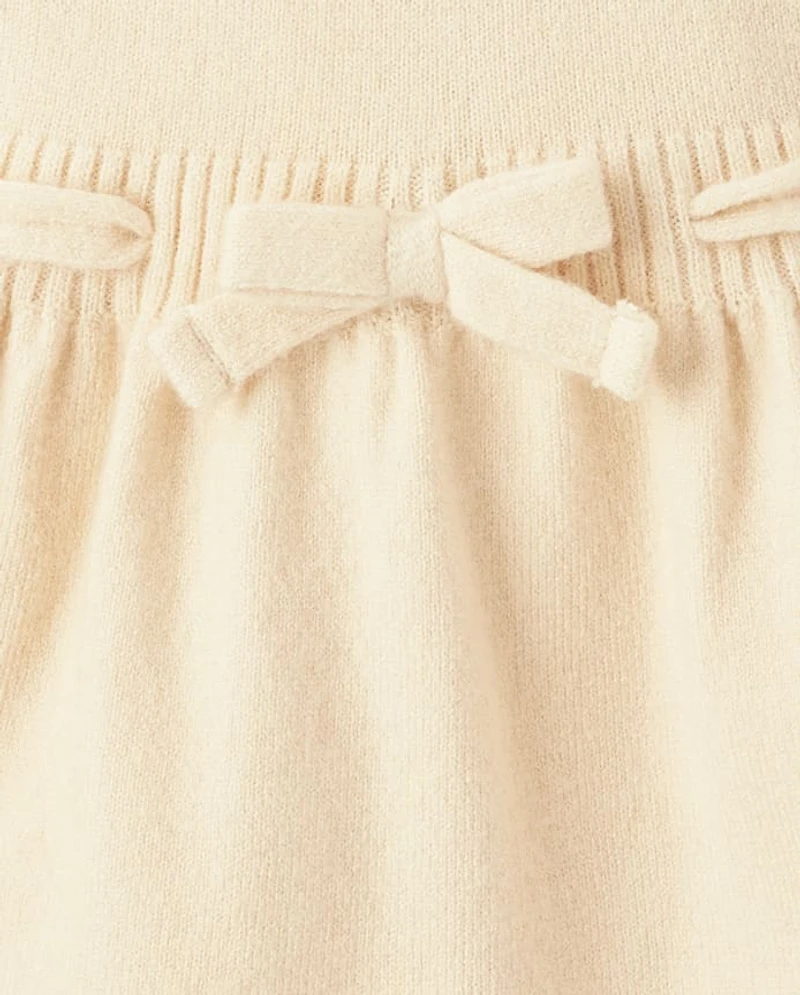 Baby Girls Embroidered Floral Ruffle Sweater Dress