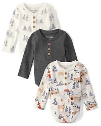 Baby Boys Forest Henley Bodysuit 3-Pack - Homegrown by Gymboree