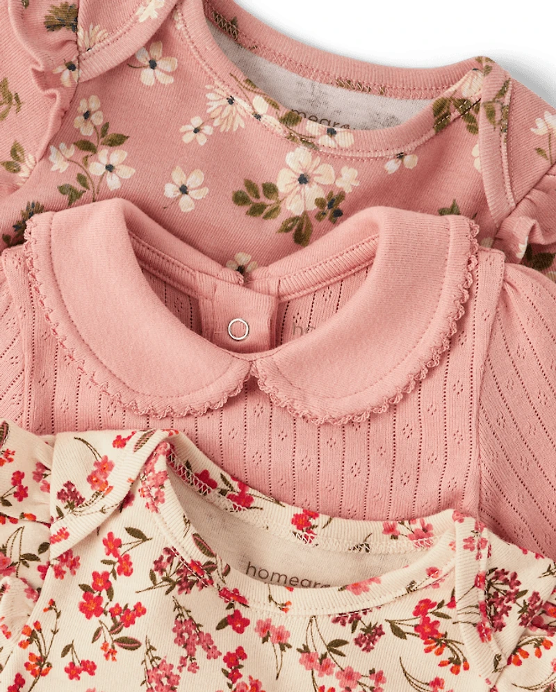 Baby Girls Floral Henley Bodysuit 3-Pack - Homegrown by Gymboree