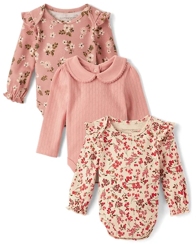 Baby Girls Floral Henley Bodysuit 3-Pack - Homegrown by Gymboree