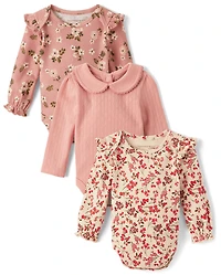 Baby Girls Floral Henley Bodysuit 3-Pack - Homegrown by Gymboree