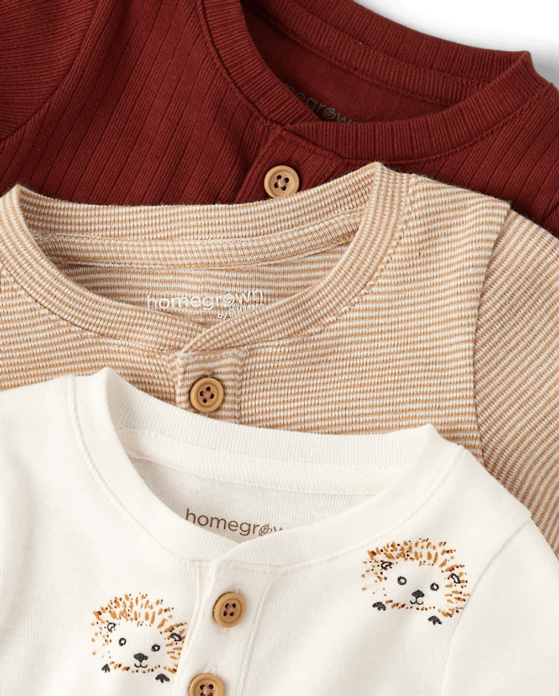 Baby Hedgehog Henley Bodysuit 3-Pack - Homegrown by Gymboree