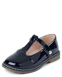 Girls Perforated T-Strap Mary Jane Shoes - Campus Cuties