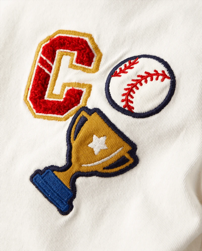 Boys Embroidered Varsity Top - Campus Cuties