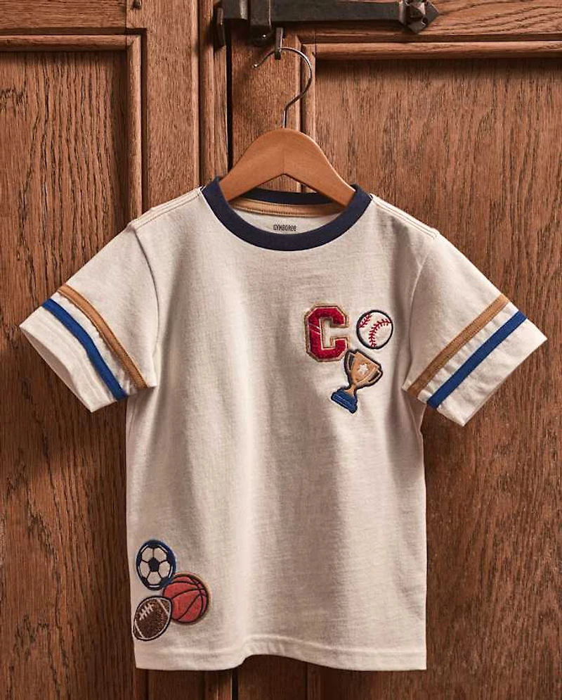 Boys Embroidered Varsity Top - Campus Cuties