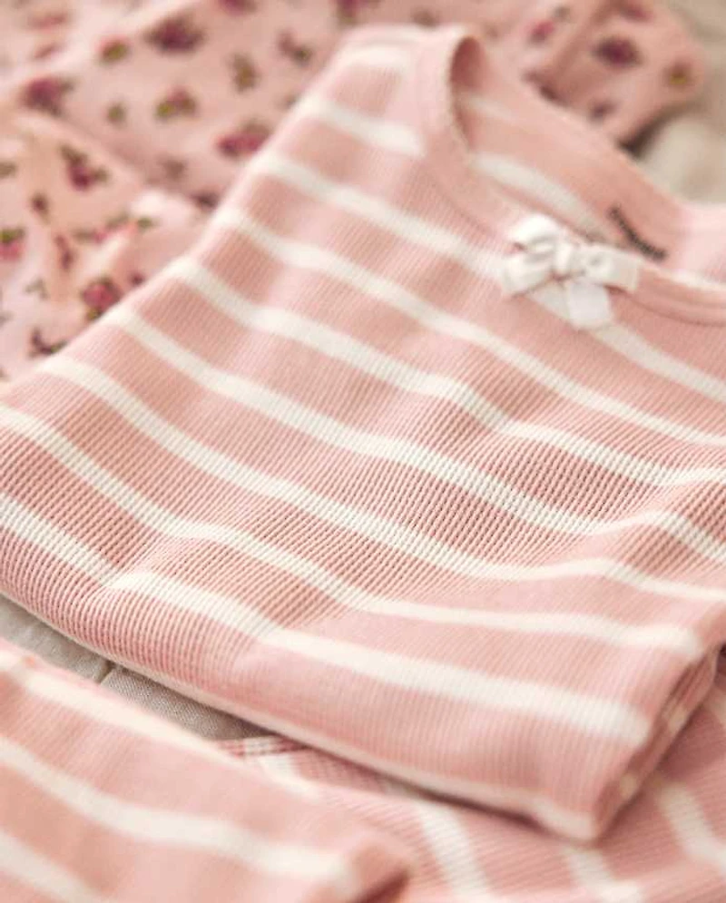 Girls Striped Snug Fit Thermal Pajamas - Gymmies