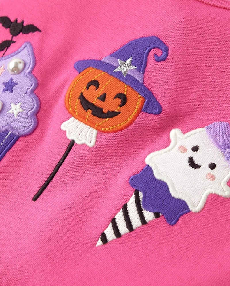 Girls Embroidered Halloween Dessert Top