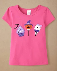 Girls Embroidered Halloween Dessert Top