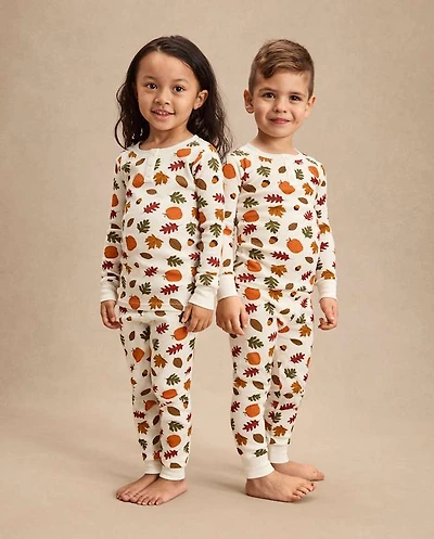 Kids Leaf Snug Fit Thermal Henley Pajamas - Gymmies