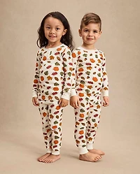 Kids Leaf Snug Fit Thermal Henley Pajamas - Gymmies