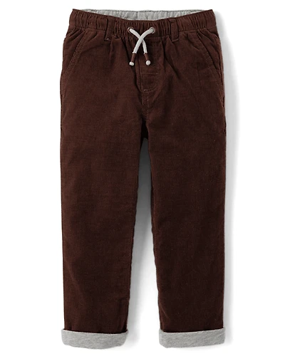 Boys Corduroy Pull On Roll Cuff Pants