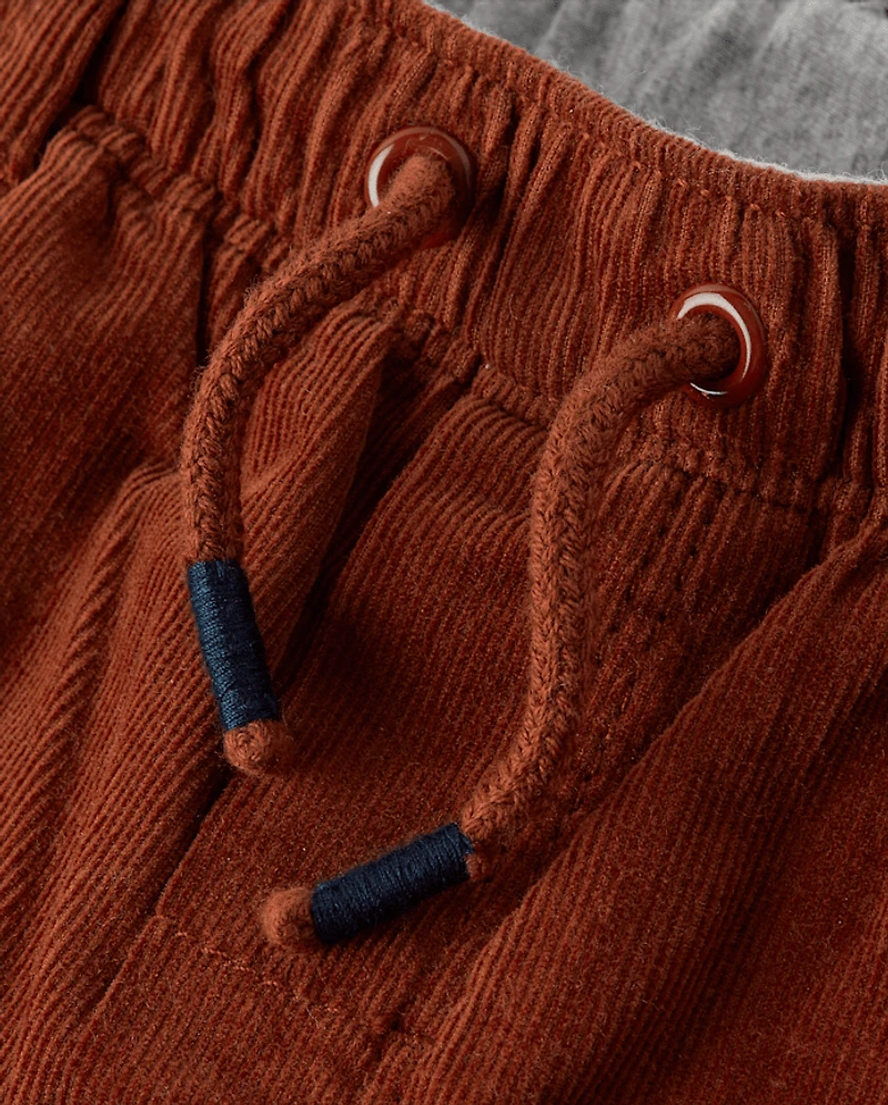Boys Corduroy Pull On Roll Cuff Pants