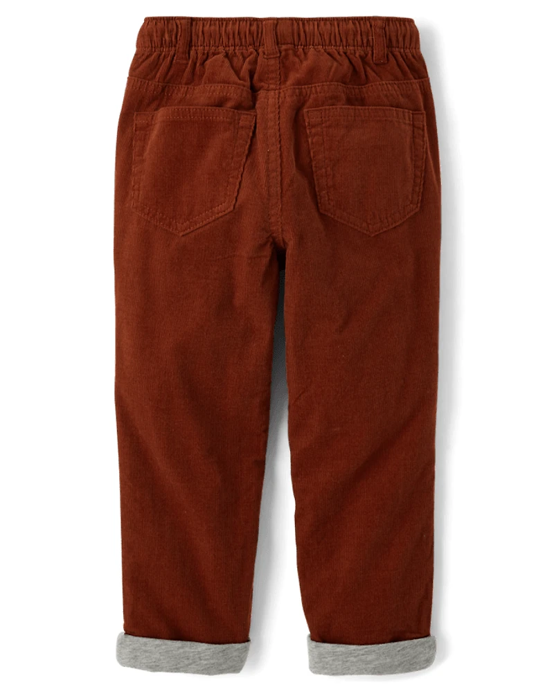 Boys Corduroy Pull On Roll Cuff Pants