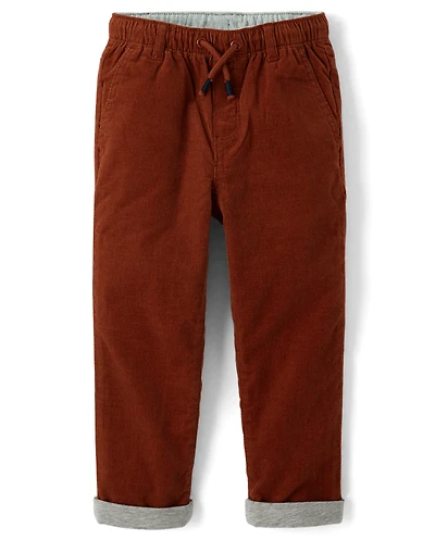 Boys Corduroy Pull On Roll Cuff Pants