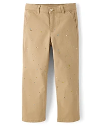 Kids Paint Splatter Relaxed Chino Pants - Campus Cuties