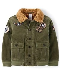 Boys Embroidered Aviator Patch Corduroy Jacket - Highland Hills