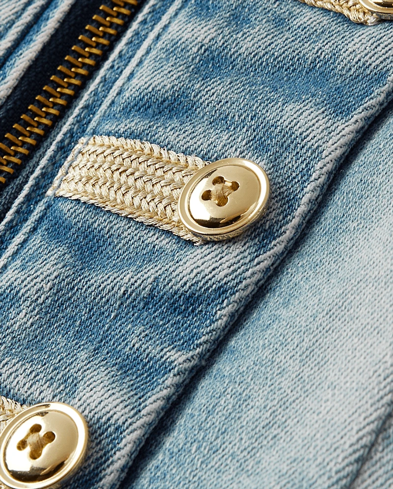 Girls Button Denim Band Jacket - Highland Hills