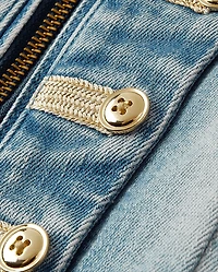 Girls Button Denim Band Jacket - Highland Hills