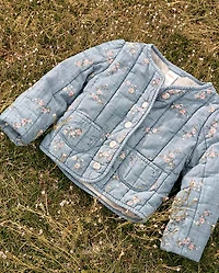 Girls Floral Quilted Denim Jacket - Highland Hills