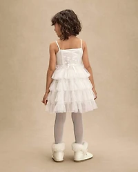Girls Embroidered Sequin Ruffle Tiered Dress - On Pointe