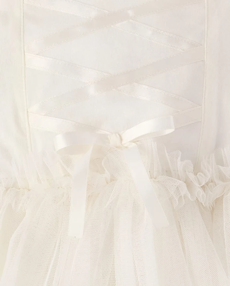 Girls Embroidered Sequin Ruffle Tiered Dress - On Pointe