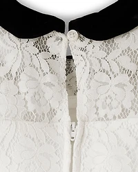 Girls Contrast Lace Ruffle Dress - Petit Paris