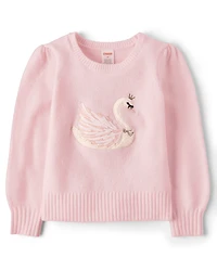 Girls Sequin Swan Sweater - On Pointe
