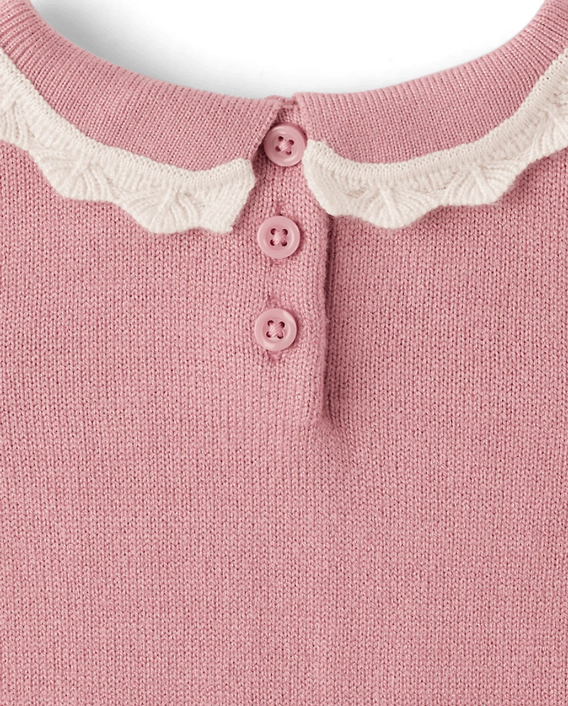 Girls Peter Pan Crochet Sweater - On Pointe