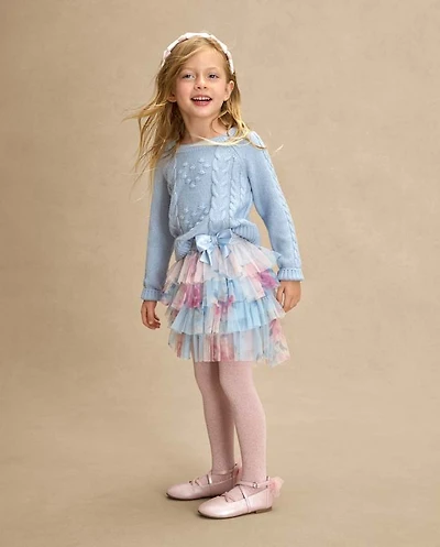 Girls Floral Tiered Mesh Tutu Skirt - On Pointe