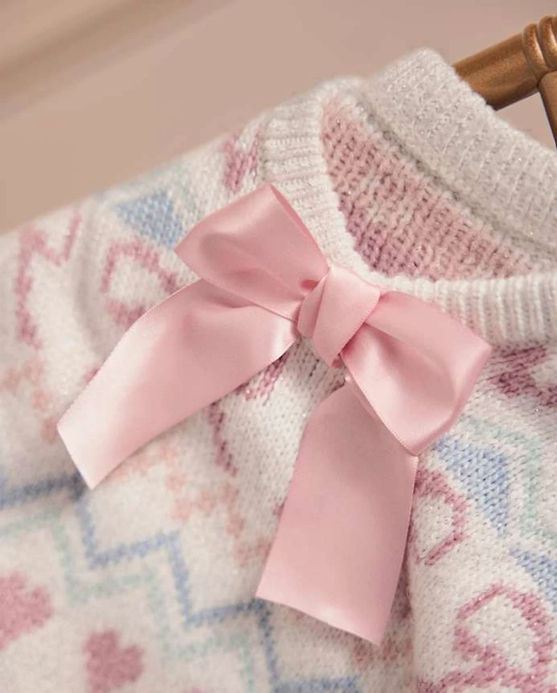 Girls Fairisle Bow Back Sweater - On Pointe