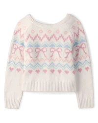 Pull à nouer dans le dos, motif Fair Isle, pour filles - On Pointe
