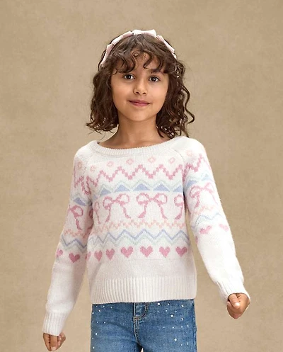 Girls Fairisle Bow Back Sweater - On Pointe