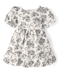 Girls Floral Heart Cut Out Satin Ruffle Dress - Petit Paris