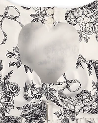 Girls Floral Heart Cut Out Satin Ruffle Dress - Petit Paris