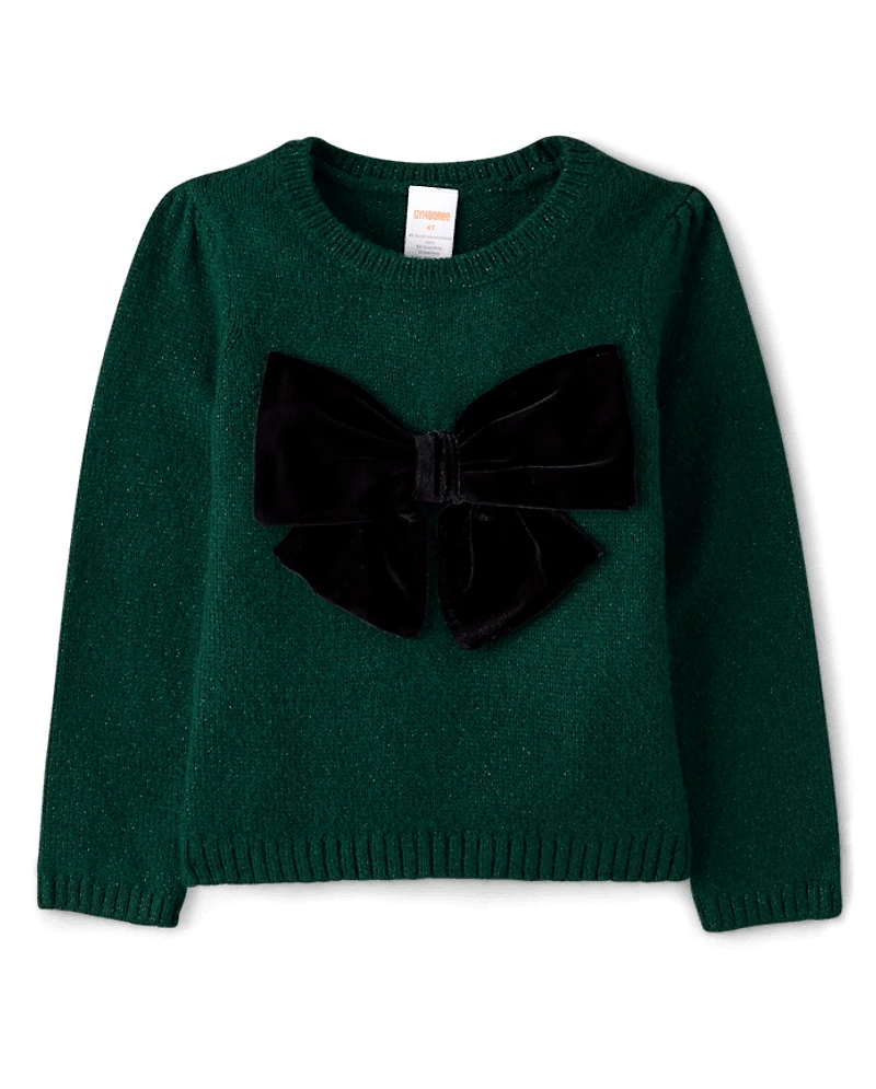 Girls Oversized Bow Sweater - Royal Christmas