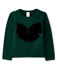 Girls Oversized Bow Sweater - Royal Christmas