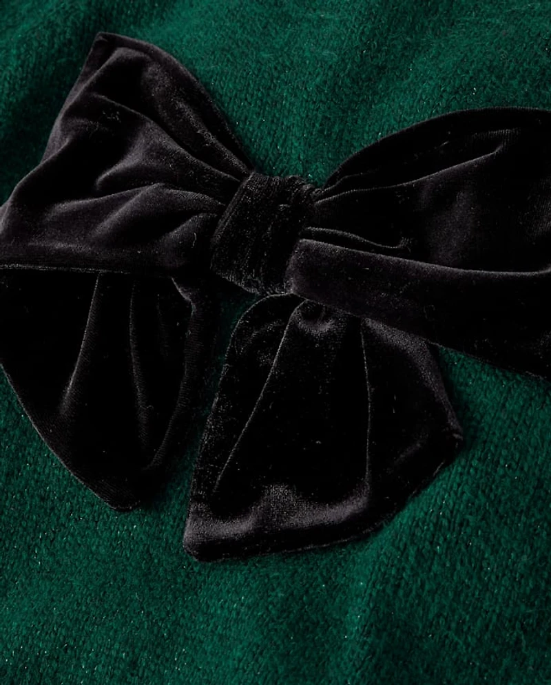 Girls Oversized Bow Sweater - Royal Christmas