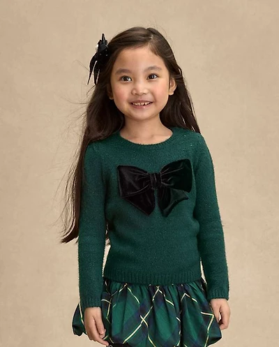 Girls Oversized Bow Sweater - Royal Christmas