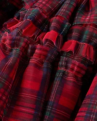 Girls Plaid Mesh Ruffle Skirt - Royal Christmas