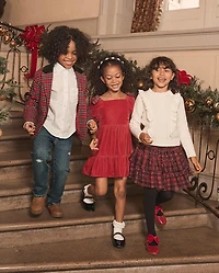 Girls Plaid Mesh Ruffle Skirt - Royal Christmas