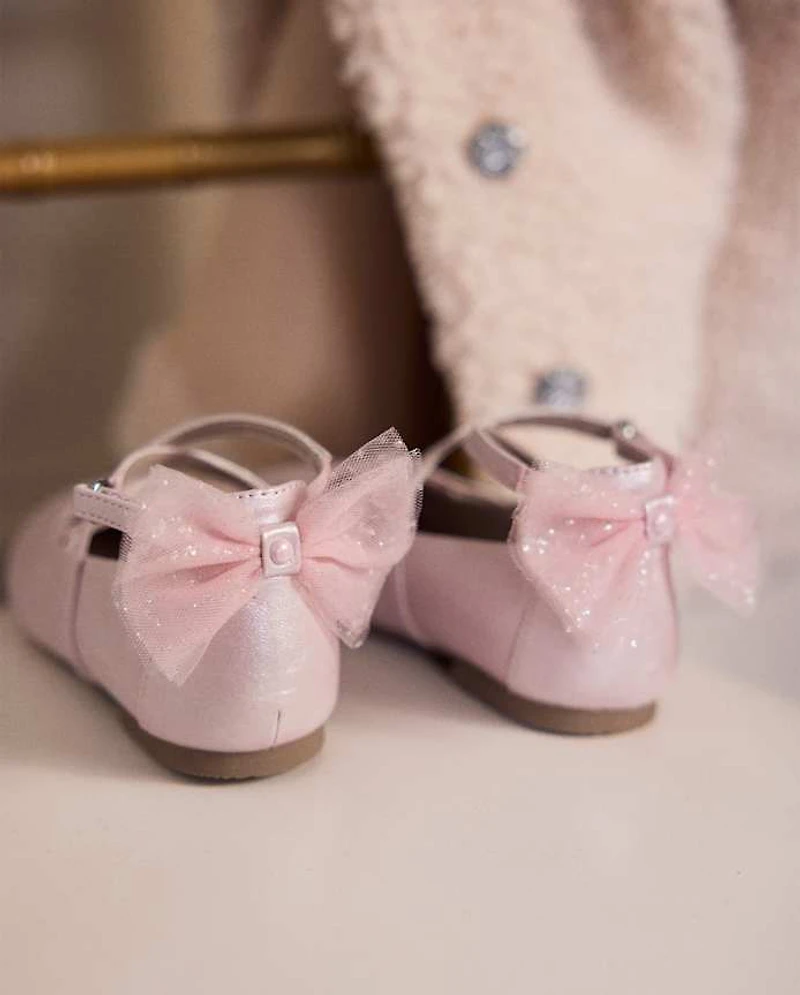 Girls Shimmer Bow Ballet Flats - On Pointe