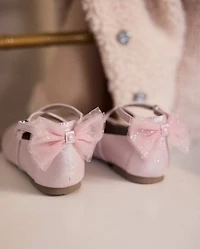 Girls Shimmer Bow Ballet Flats - On Pointe
