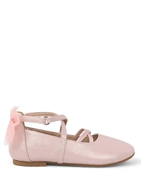 Girls Shimmer Bow Ballet Flats - On Pointe
