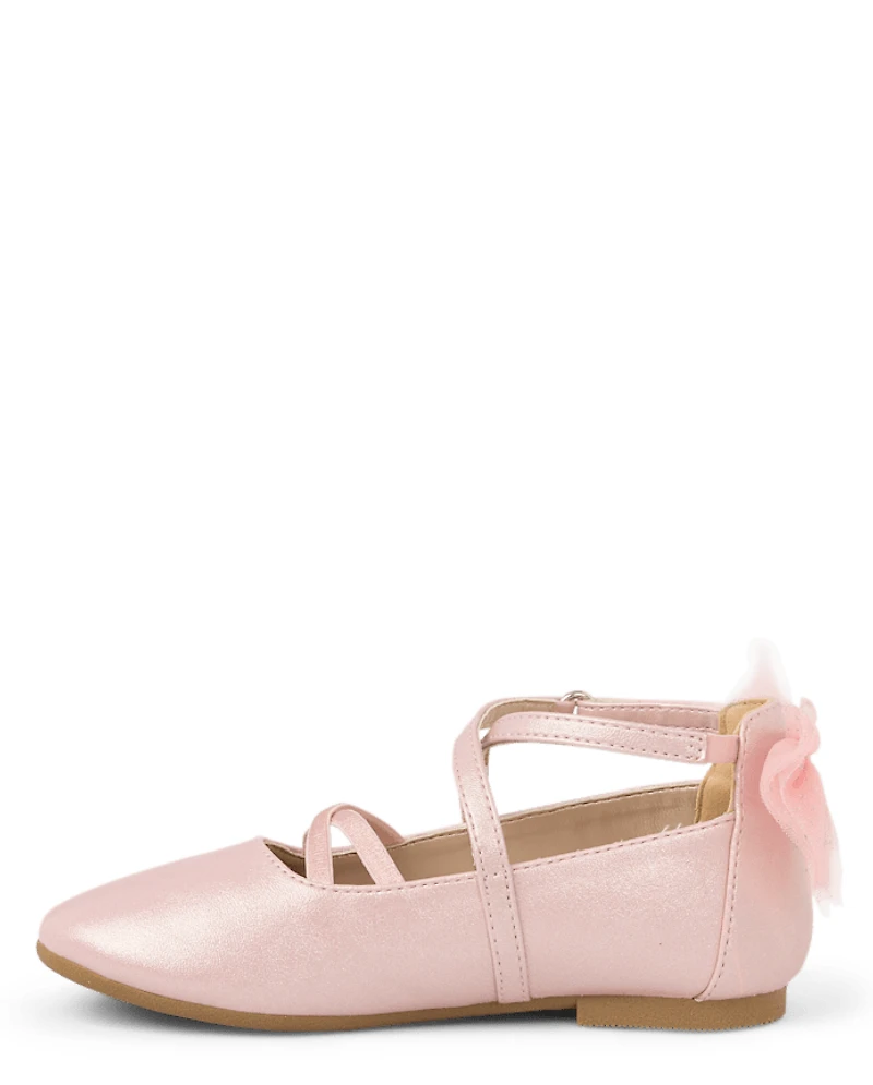 Girls Shimmer Bow Ballet Flats - On Pointe