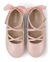 Girls Shimmer Bow Ballet Flats - On Pointe
