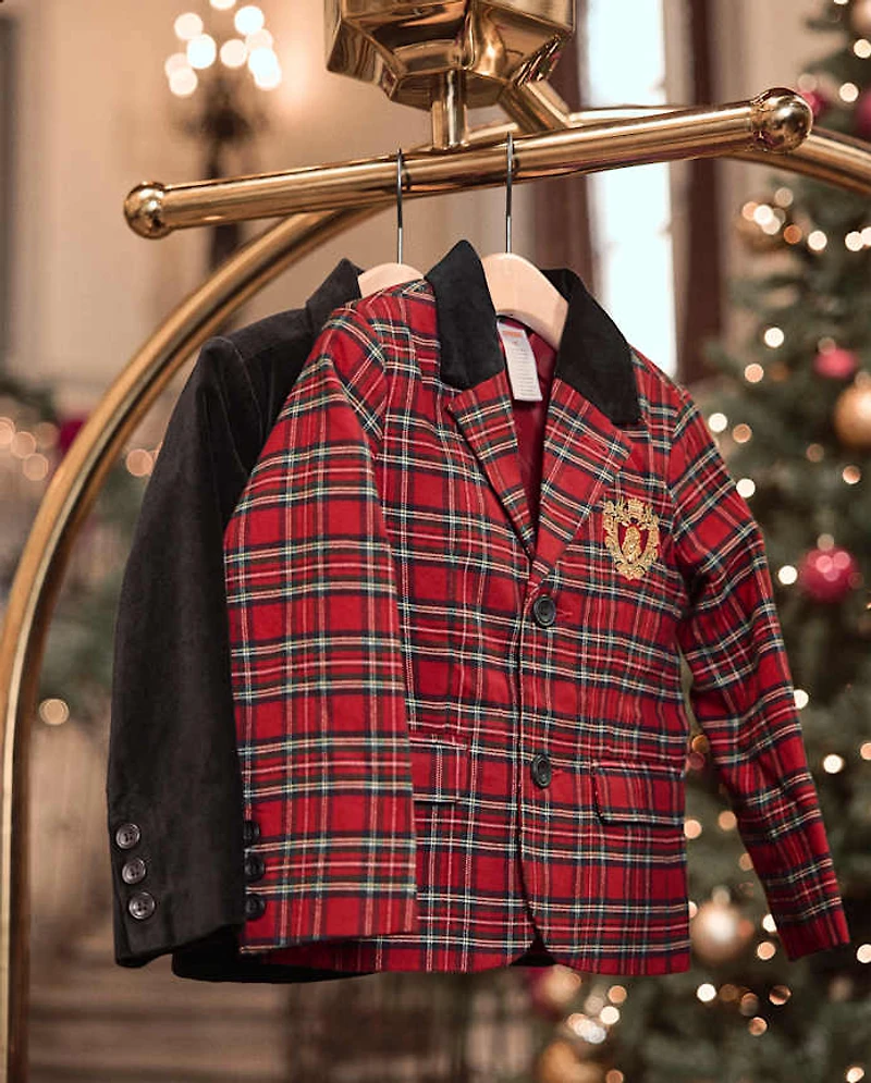 Boys Plaid Blazer - Royal Christmas