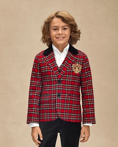 Boys Plaid Blazer - Royal Christmas