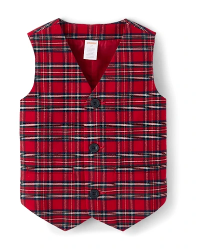 Boys Plaid Vest - Royal Christmas