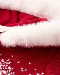 Girls Bow Fairisle Hooded Sweater Vest - Royal Christmas